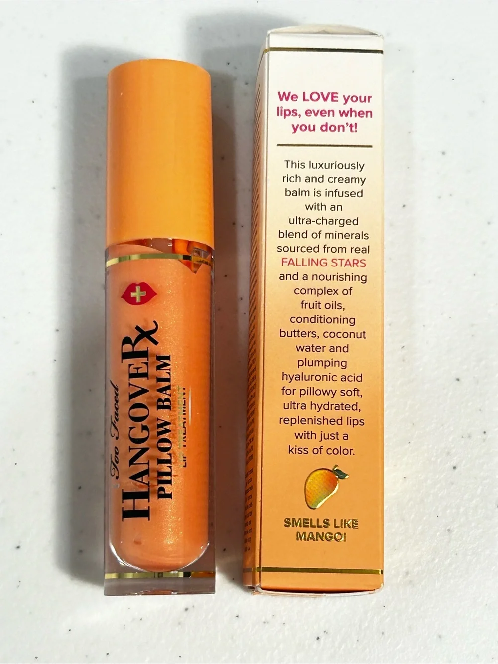 Too Faced | Hangover Rx Pillow Balm Lip Treatment | Mango Kiss | 0.20 Fl. Oz.